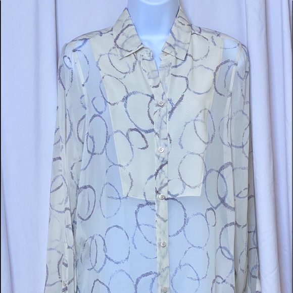 BCBGMaxAzria Cream Sheer Shirt dress - Picture 1 of 3